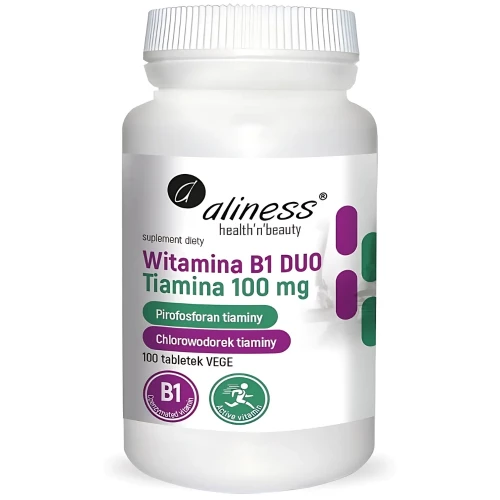 Aliness - Witamina B1 (Tiamina) DUO 100 mg - 100 tabletek Aliness - Witamina B1 (Tiamina) DUO 100 mg - 100 tabletek